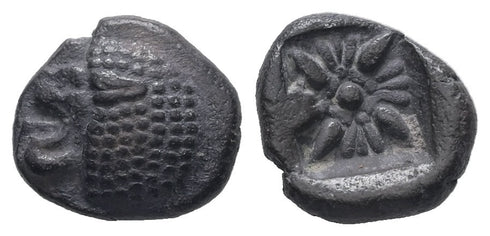 Ancient Greek silver coin from Ionia, Miletos. Late 6th early 4th Century BC. AR Diobol